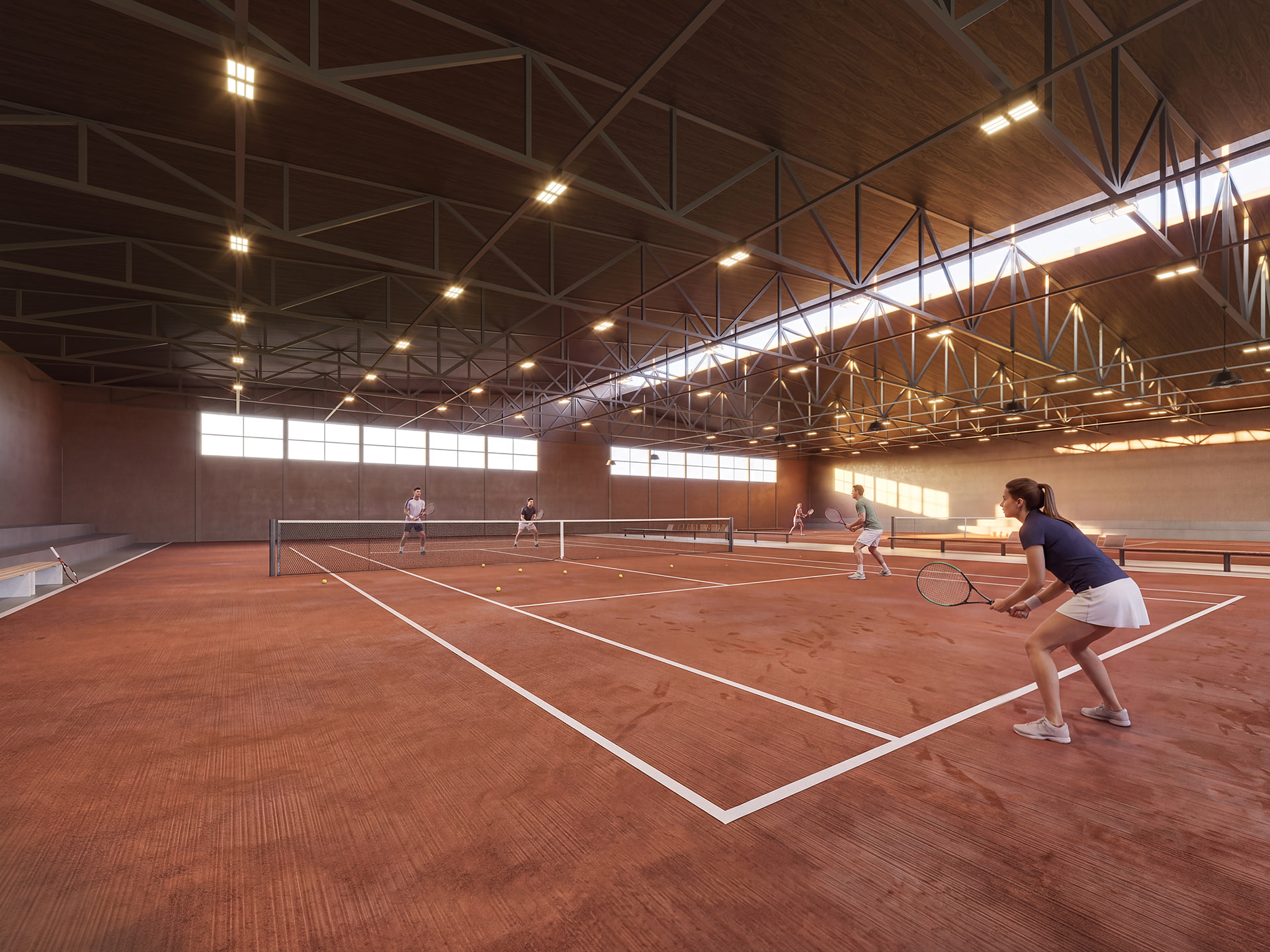 Quadras cobertas de tênis de saibro — Benviverde Tennis Residence